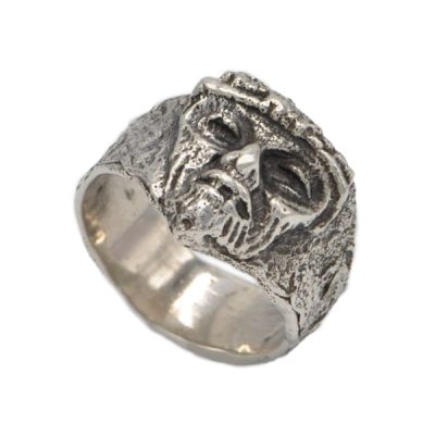 Chevalière argent visage